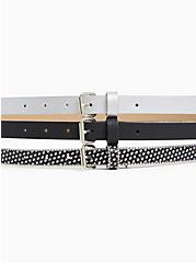 Black & Glitter Faux Leather Belt Pack - Pack of 3, BLACK, alternate