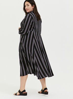Plus Size - Black Multi Stripe Challis Duster Shirt Kimono - Torrid