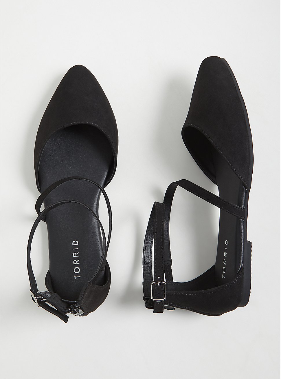 Plus Size - Black Faux Suede Ankle Strap D'Orsay Flat (WW) - Torrid
