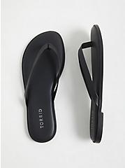 Plus Size Black Faux Leather Flip Flop (WW), BLACK, hi-res