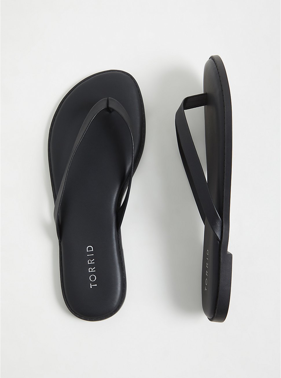 Plus Size Black Faux Leather Flip Flop (WW), BLACK, hi-res