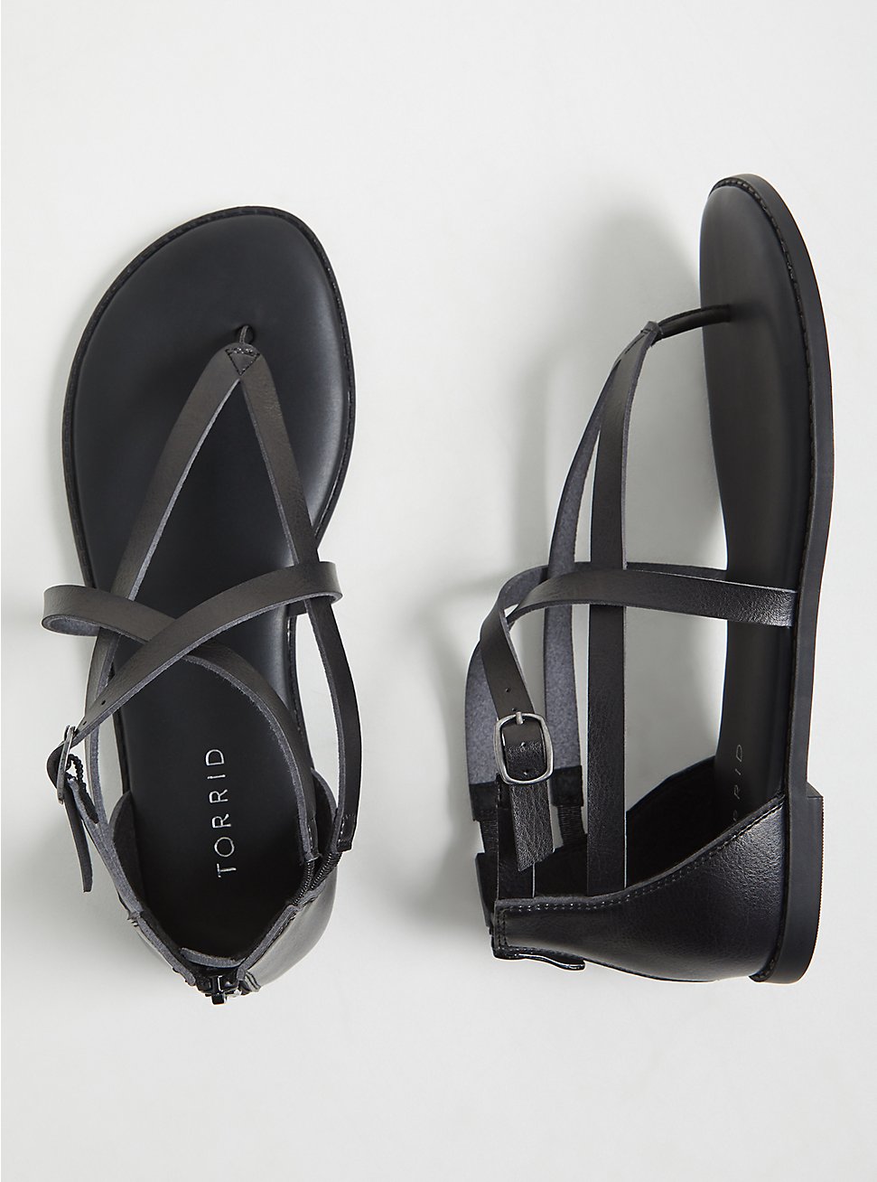 Plus Size - Black Faux Leather Crisscross Gladiator Sandal (WW) - Torrid