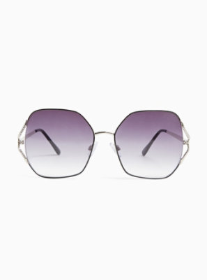 Plus Size - Silver-Tone & Black Ombre Cutout Sunglasses - Torrid