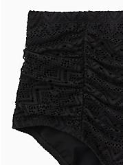 High-Rise Ruched Crochet Swim Bottom, DEEP BLACK, alternate
