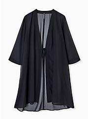 Mini Chiffon Coverup Kimono, DEEP BLACK, alternate