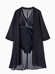 Mini Chiffon Coverup Kimono, DEEP BLACK, hi-res