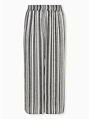 Black & White Crinkled Gauze Stripe Side Slit Pant Swim Cover-Up, MULTI, hi-res