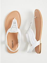 Plus Size White Embellished Stretch Slingback Sandal (WW), WHITE, hi-res