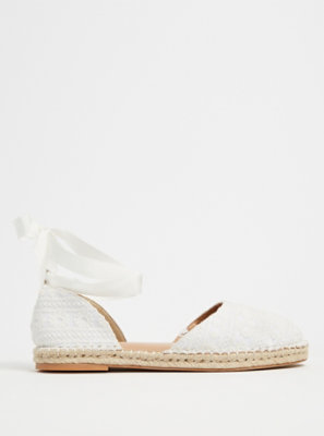 White Embroidered Eyelet Ankle Wrap 