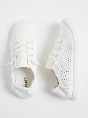 white rhinestone sneakers