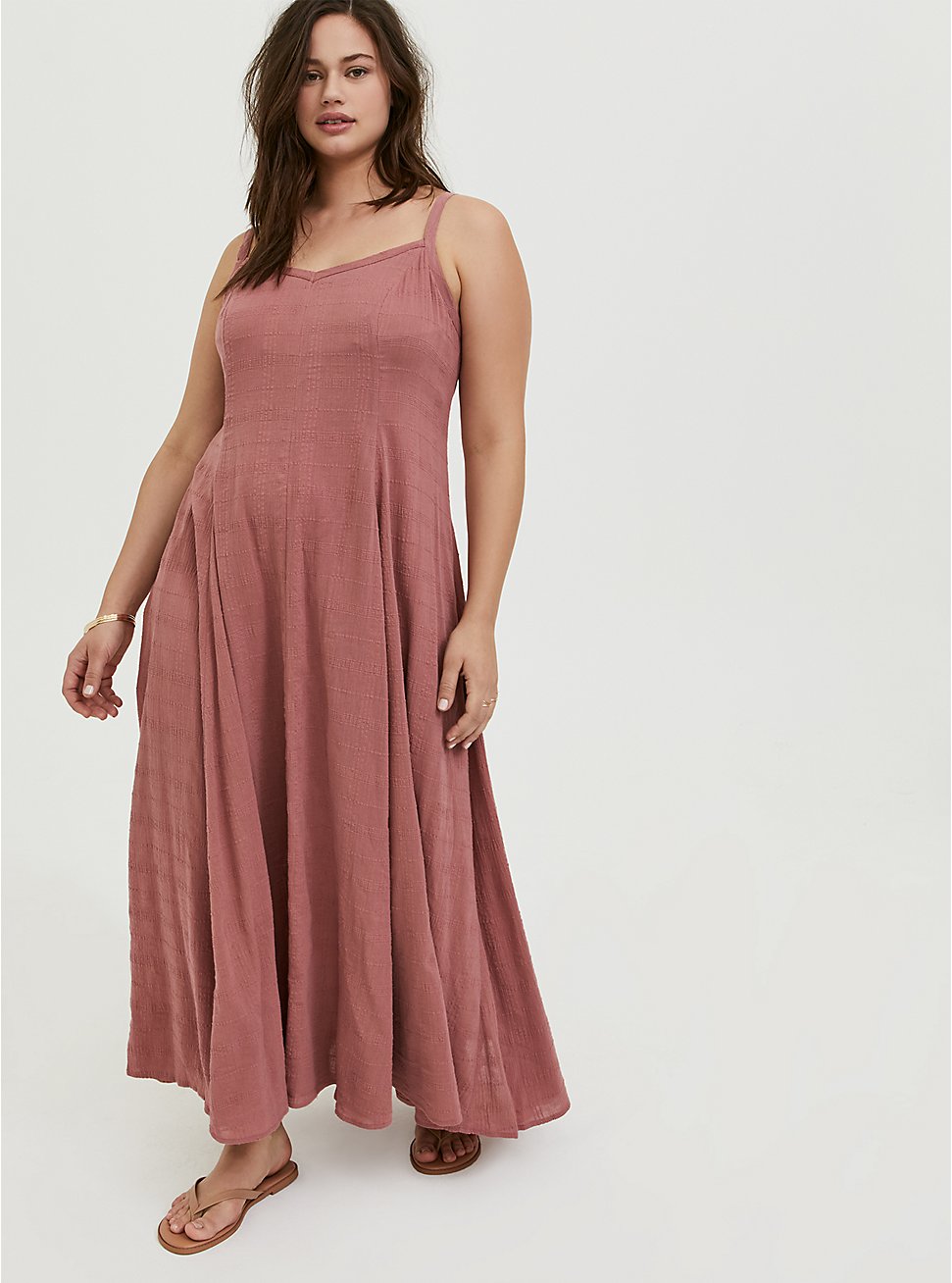 Dusty Rose Textured Trapeze Maxi Dress ...