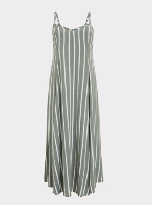 green and white striped maxi dress
