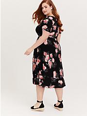 Plus Size - Super Soft Black Floral Midi Dress - Torrid