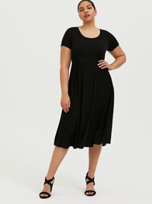 Plus Size - Super Soft Black Midi Dress - Torrid