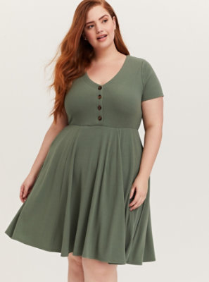 olive button down dress