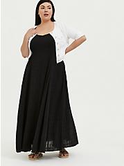 Maxi Cotton Textured Trapeze Dress, DEEP BLACK, alternate