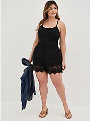 5 Inch Pull-On Stretch Mesh Mid-Rise Short, BLACK, hi-res