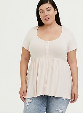 Babydoll Super Soft Button-Front Top