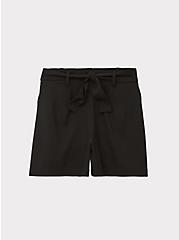 Plus Size Tie Front Mid Short - Crepe Black, DEEP BLACK, hi-res