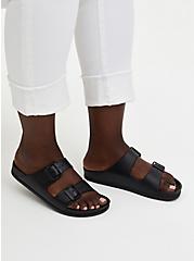 Dual Strap Slide Sandal (WW), BLACK, hi-res