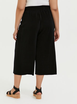 Plus Size - Black Plisse Pleated Culotte Pant - Torrid