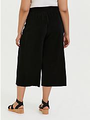 Plus Size Black Plisse Pleated Culotte Pant, DEEP BLACK, alternate