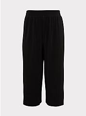 Plus Size Black Plisse Pleated Culotte Pant, DEEP BLACK, hi-res