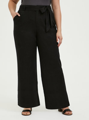 black linen plus size pants
