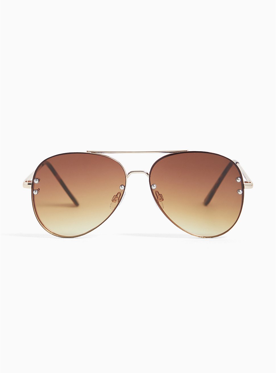 Gold-Tone Rimless Aviator Sunglasses, , hi-res