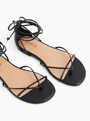 leather ankle wrap sandals