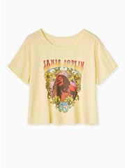 Janis Joplin Yellow Burnout Crop Crew Tee, , hi-res