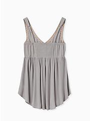 Babydoll Gauze Embroidered Tank, FROST GRAY, alternate