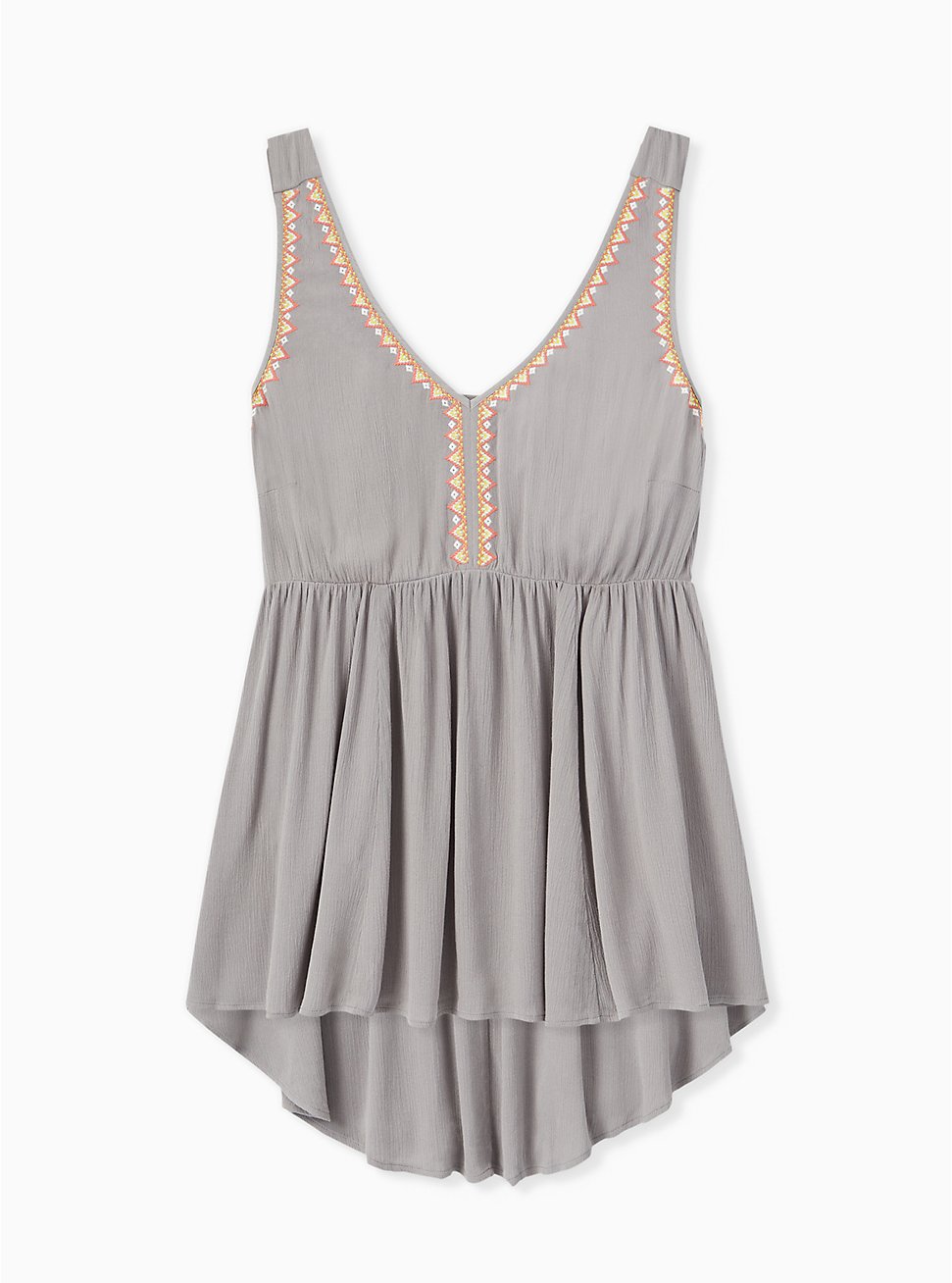 Babydoll Gauze Embroidered Tank, FROST GRAY, hi-res