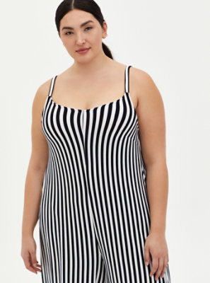 black and white striped culotte jumpsuit
