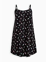 Plus Size Mini Challis Trapeze Dress, SKULL BLACK, hi-res