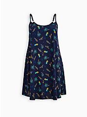 Mini Challis Trapeze Dress, MULTI PRINT BLUE, hi-res