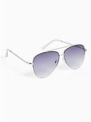 Silver-Tone Aviator Sunglasses, , alternate