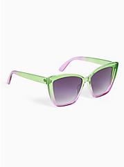 Plus Size Green & Purple Ombre Cat Eye Sunglasses, , alternate