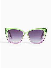 Plus Size Green & Purple Ombre Cat Eye Sunglasses, , hi-res
