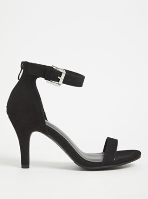Plus Size - Black Faux Suede Ankle Strap Stiletto Heel (WW) - Torrid