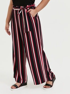 black and white striped pants with tie