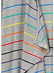 Celebrate Love Super Soft Grey Rainbow Stripe Drape Front Cardigan, STRIPE - MULTICOLOR, alternate