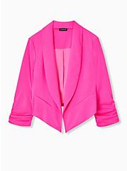 Neon Pink Crepe Cutaway Blazer , PINK GLO, hi-res