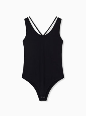 Plus Size - Super Soft Black Strappy Bodysuit - Torrid