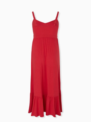 Red Jersey Shirred Hem Maxi Dress - Torrid