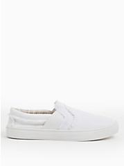 White Canvas Frayed Sneaker (WW), WHITE, alternate