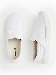 White Canvas Frayed Sneaker (WW), WHITE, hi-res