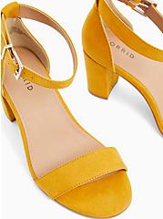 Plus Size Staci - Mustard Yellow Faux Suede Ankle Strap Tapered Heel (WW), YELLOW, alternate