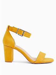 Staci - Mustard Yellow Faux Suede Ankle Strap Tapered Heel (WW), YELLOW, hi-res