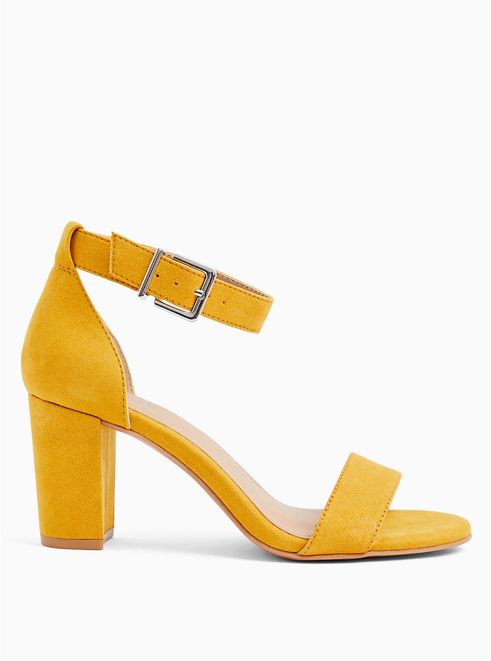 Plus Size Staci - Mustard Yellow Faux Suede Ankle Strap Tapered Heel (WW), YELLOW, hi-res